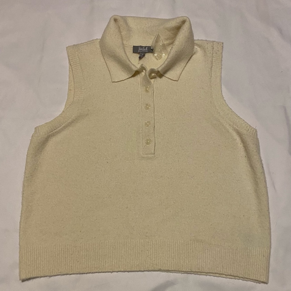 MARLED By Reunited Clothing: Cream Sleeveless Collared Sweater Vest